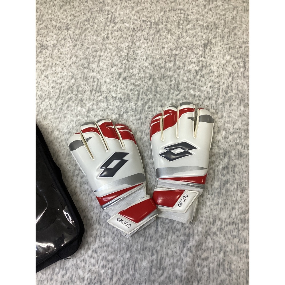 Lotto GK300 Goalkeeper Gloves White Red Silver Size 10 LGLOVE23-RED-10